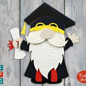 Gnomo de graduación SVG / Archivo de corte de gnomo de graduación masculino en capas