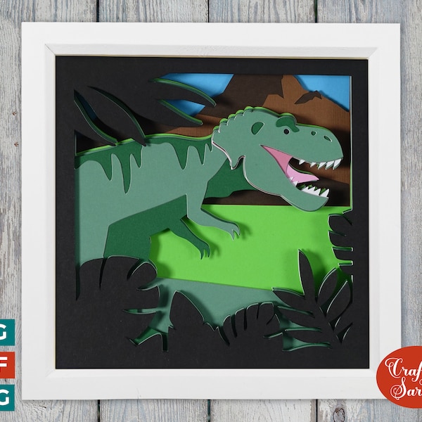 T Rex Shadow Box SVG File | Layered T Rex Cutting File T Rex Shadow Box SVG File | Layered T Rex Cutting File