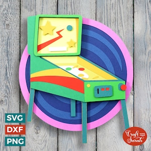 Flipper SVG | Fichier de découpe de jeu d'arcade en couches