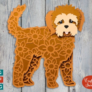 Goldendoodle SVG / File di taglio del cane Golden Doodle a strati