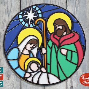 Nativity Layered SVG | Christmas Stained Glass Window SVG