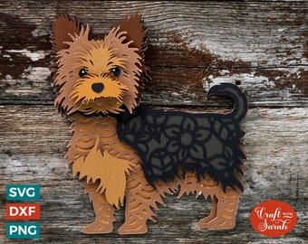 Yorkshire Terrier SVG Layered Cutting File | 3D Yorkie SVG