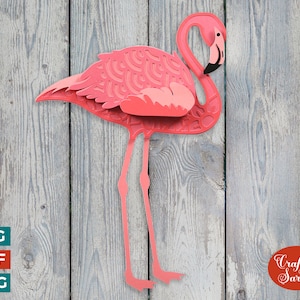 Flamingo SVG | Geschichtete 3D Flamingo Schneidedatei