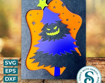 Halloween Tree A2 Card SVG | Layered Halloween Card Cut Files