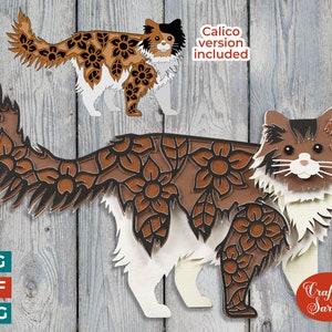 Chat des forêts norvégiennes SVG | Lime à découper pour chat en calicot