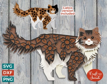 Norwegian Forest Cat SVG | Layered Calico Cat Cutting File