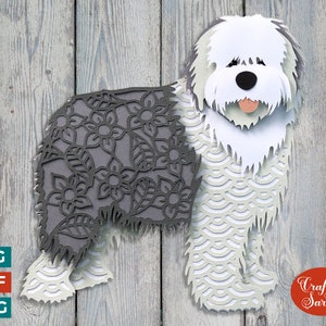 File di taglio SVG Old English Sheepdog / File di taglio a strati Old English Sheepdog