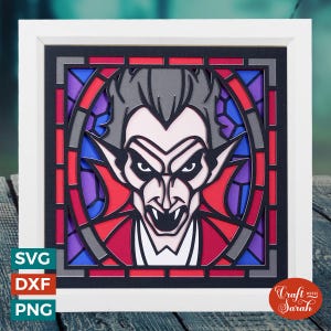 ステンドグラス ヴァンパイア SVG | レイヤード ハロウィン ヴァンパイア ステンドグラス カット ファイル
