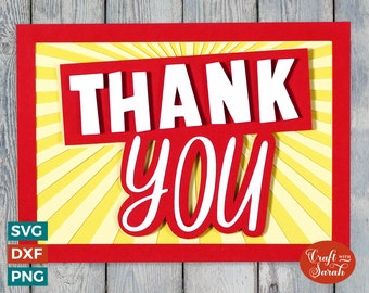 Thank You Greetings Card | Layered Thank You Card SVG