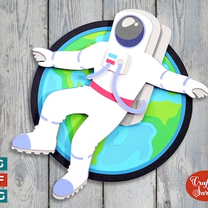 Astronauta SVG / File di taglio dello spazio esterno a strati