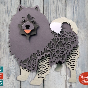 Archivo de corte de perro Keeshond Spitz en capas / SVG de Keeshond