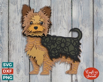 Yorkshire Terrier SVG Layered Cutting File | 3D Yorkie SVG