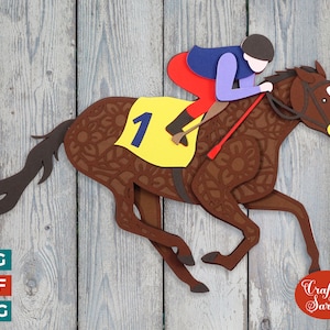 Cheval de course SVG | Fichier de découpe de cheval de course en couches 3D