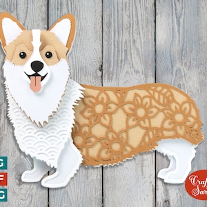 Corgi-hond SVG | Gelaagd Pembroke Welsh Corgi-snijbestand