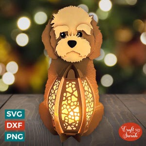 Cockapoo Laterne SVG | Labradoodle Cavachon 3D Laterne Design Plotterdatei