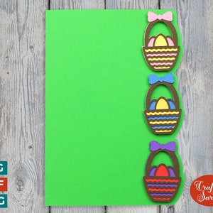 de voeux de panier de Pâques | Carte de Pâques avec bord latéral SVG