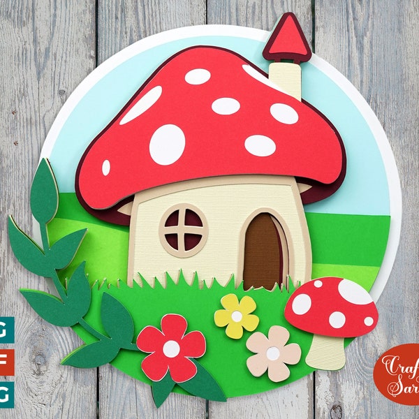 Fairy House Toadstool SVG | 3D Toadstool SVG