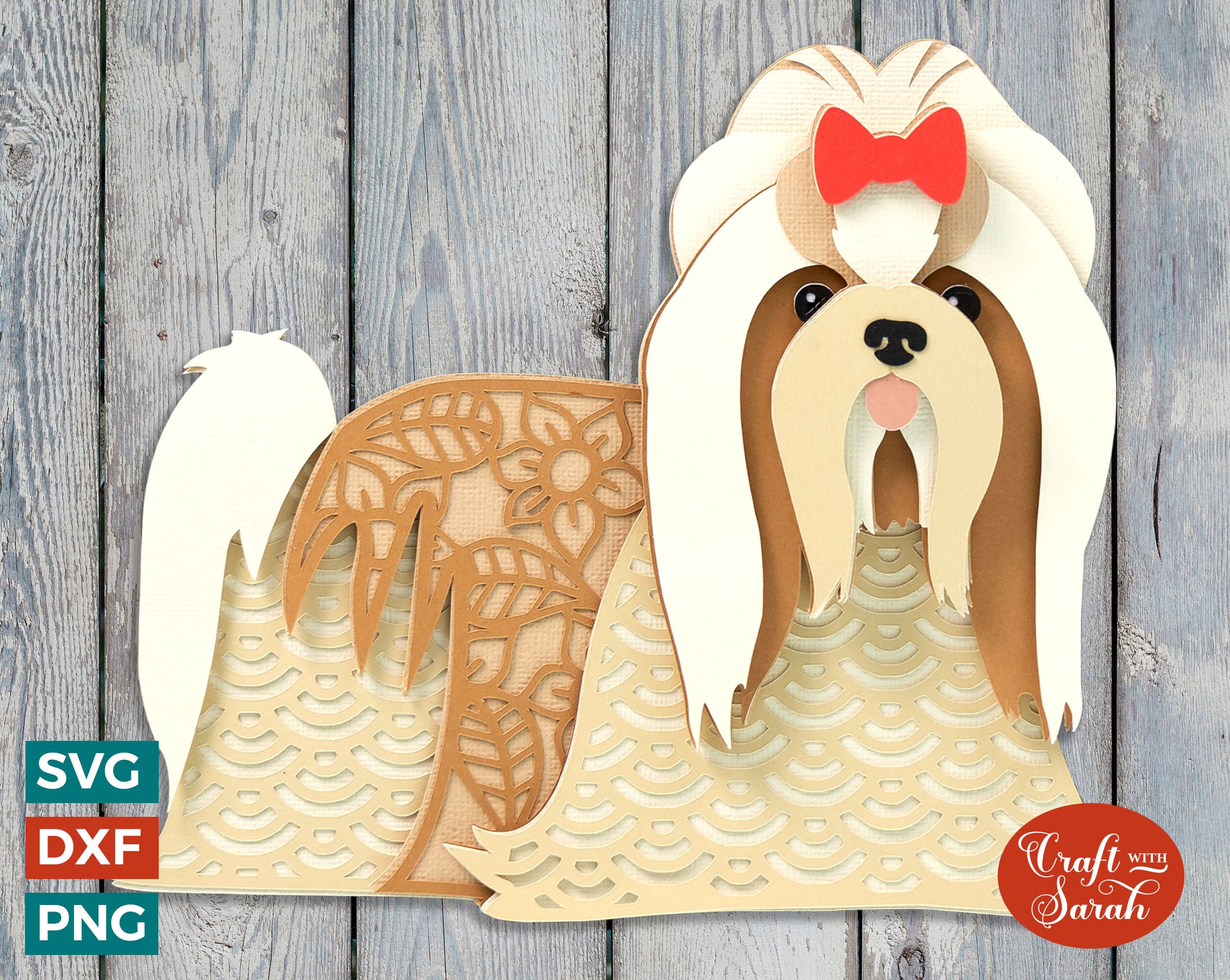 Shih Tzu SVG | Layered Show Style Shih Tzu With Hair Bow Cutting File ...