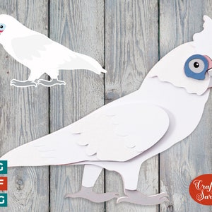 Goffin&#39;s Cockatoo SVG | 3D Layered Exotic Bird Cutting File