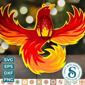 Lanterne Phoenix SVG | Fichier de découpe de conception de lanterne mythique 3D
