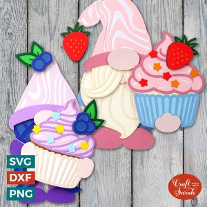 Cupcake Wichtel SVG | Geschichtete männlich & weiblich Baking Gonk Cut Files