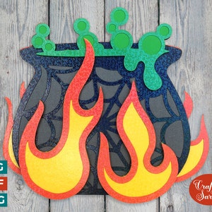 Witch&#39;s Cauldron Layered SVG | Halloween Cauldron Cutting File