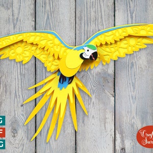 Parrot SVG | Arquivo de corte de papagaio voador em camadas 3D