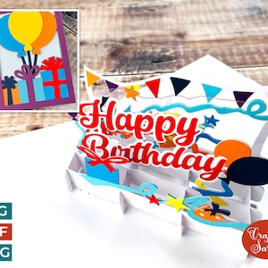 Alles Gute zum Geburtstag Popout-Karte SVG | Geburtstags-Grüsskarten-Schnitt-Datei
