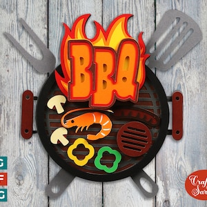 BBQ グリル SVG | 夏用レイヤードグリルカットファイル