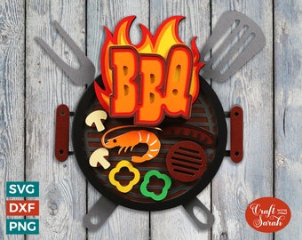 Archivo SVG de parrilla de barbacoa / Archivo de corte de parrilla en capas para verano
