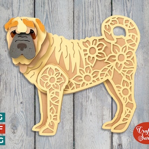 Pei SVG | Geschichtete Chinesische Sharpei Hunde-Schnittdatei