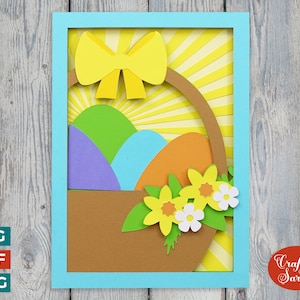 de voeux de panier de Pâques | Carte de Pâques en couches SVG