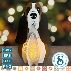 Basset Hound Lantern SVG | Basset Hound 3D Lantern Design Cutting File