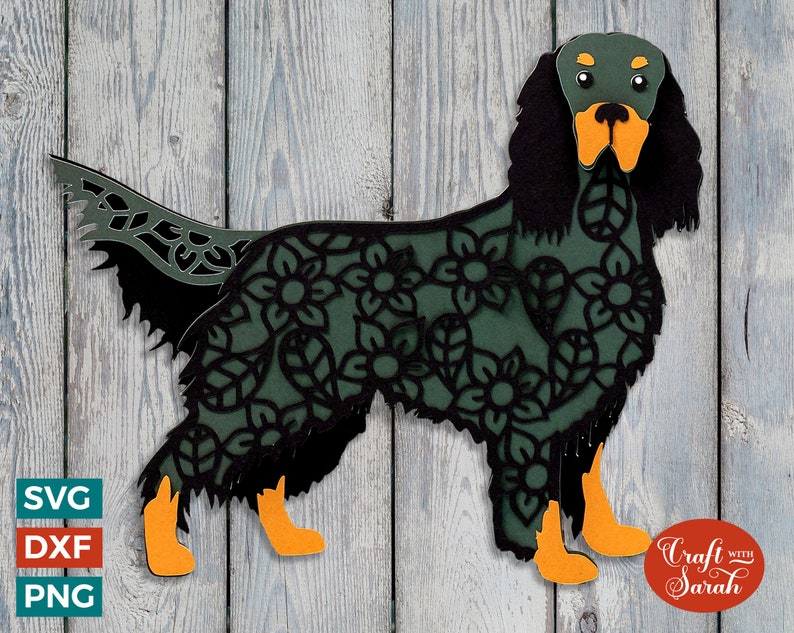 Gordon Setter SVG | Layered Black & Tan Setter Cutting File image 1