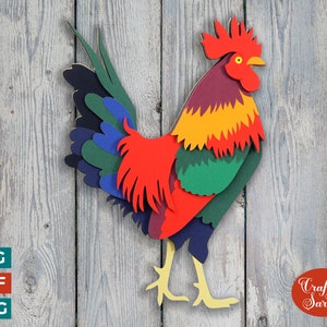 Archivo SVG de gallo / Archivo de corte de gallo en capas