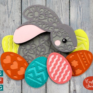 Lapin de Pâques avec des oeufs fichier SVG | Lime à découper pour oeufs de Pâques en couches