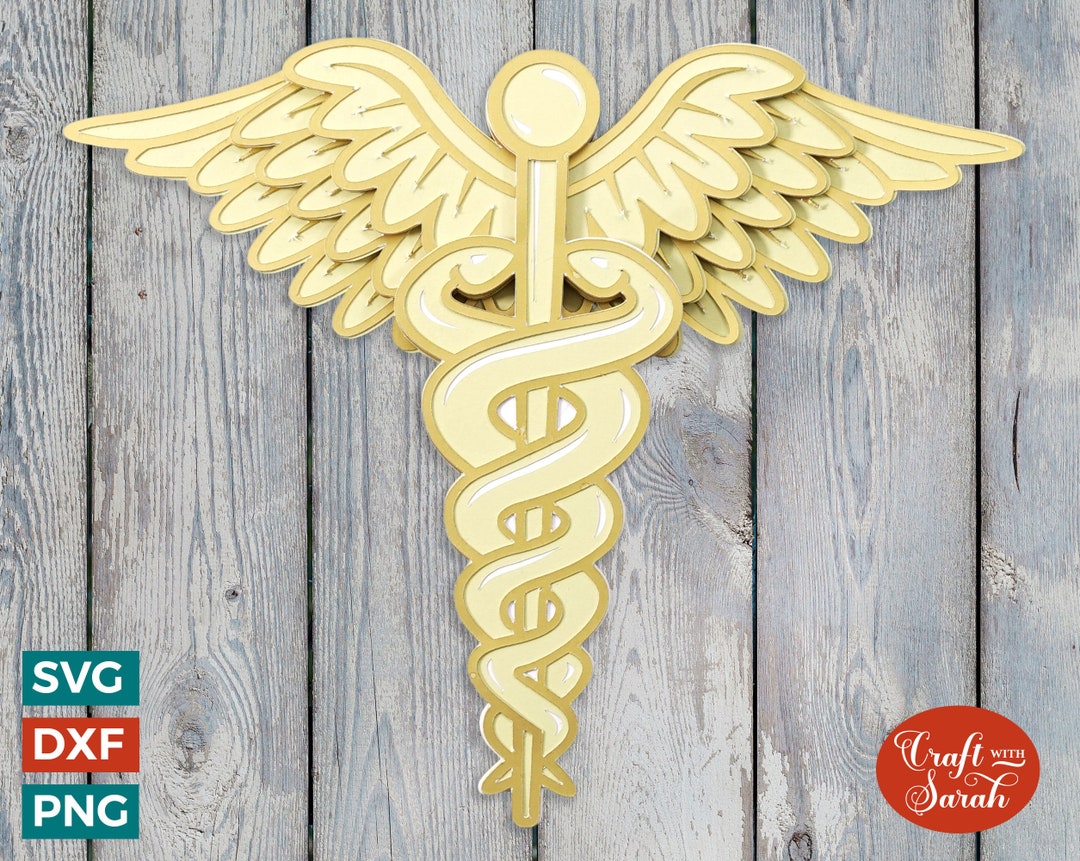 Caduceus SVG Layered Caduceus Cutting File Etsy