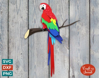 Parrot SVG | Layered 3D Macaw Parrot Cutting File