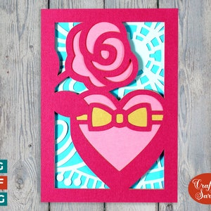 Valentines Day Greetings Card | Layered Valentines Day Card SVG