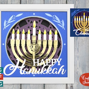 Boîte fantôme Happy Hanukkah | Lime de découpe pour menorah en couches