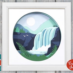 Waterfall Shadow Box SVG |  Waterfall in Nature Cutting File
