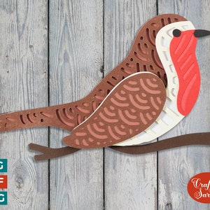 Noël rouge-gorge SVG | Lime à découper en couches pour Robin Bird