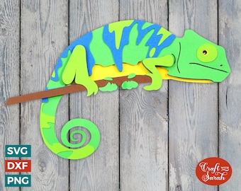 Chameleon SVG | Layered Lizard Cutting File
