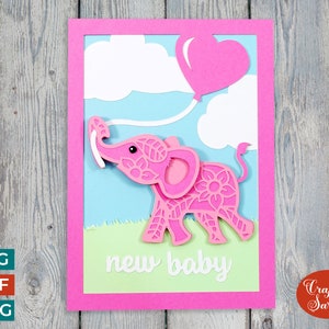 Neue Baby Elefant Karte | "Hochwertige, handgefertigte ""Glückwunsch""-Karte für Babys."