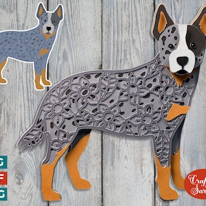 Australian Cattle Dog SVG / File di taglio Blue Heeler a strati