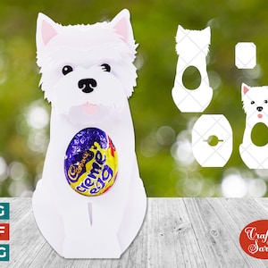 Porta huevos de Westie SVG / Porta huevos de chocolate de Pascua de Westie