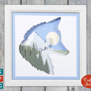 Schnee Wolf Schattenbox | Winter Wolf Plotterdatei