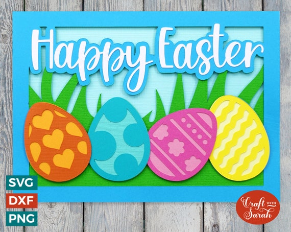 Easter Eggs in a Row Greetings Card | Layered Easter Card SVG