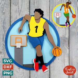 Basket-ball SVG | Fichiers de coupe pour joueur de basket-ball masculin et féminin