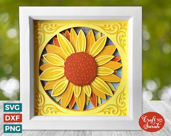 Sunflower Shadow Box SVG | Layered Sunflower Cut File
